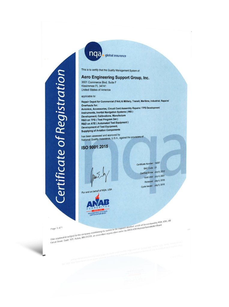 NQA Certification of Registration